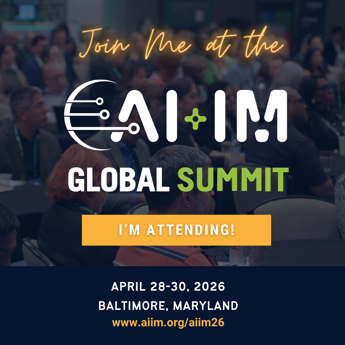 Join me at the AI+IM Global Summit in Baltimore, MD.