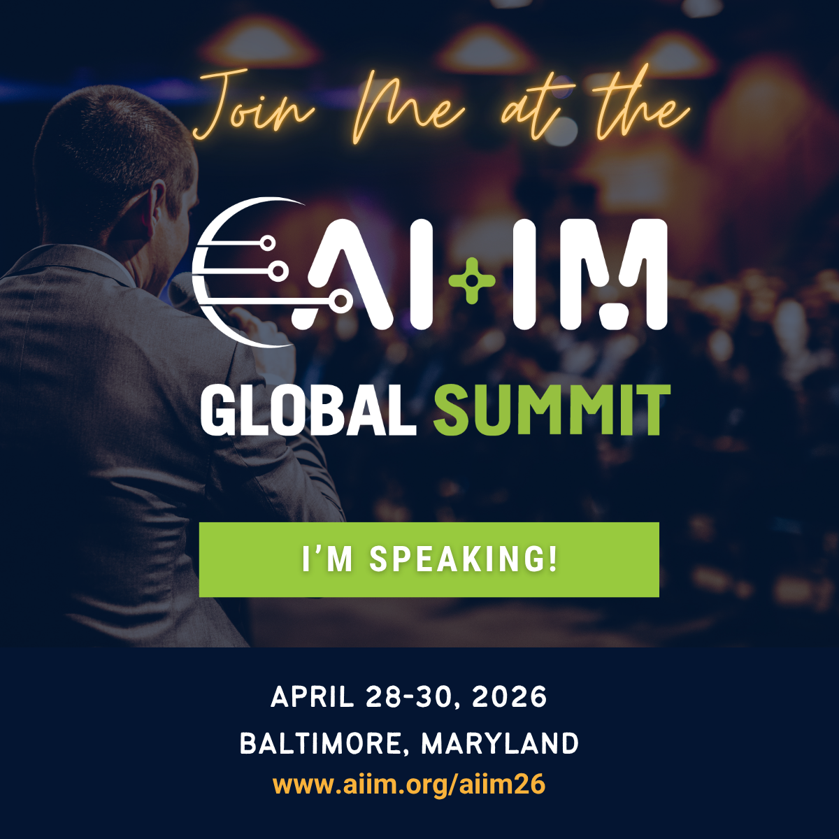 Join me at the AI+IM Global Summit in Baltimore, MD.